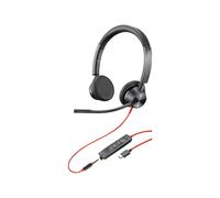 Poly Blackwire 3325 - Blackwire 3300 series - micro-casque - sur-oreille - filaire - jack 3,5mm, USB-C - noir