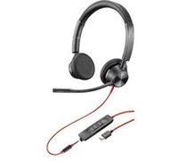 Poly Blackwire 3325 - Blackwire 3300 series - micro-casque - sur-oreille - filaire - jack 3,5mm, USB-C - noir Noir G