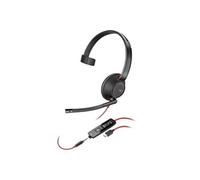 Poly Blackwire 5210 - Blackwire 5200 series - micro-casque - sur-oreille - filaire - jack 3,5mm, USB-C - noir - Certifié pour Microsoft Teams,
