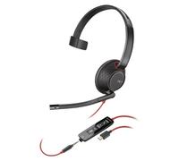 Poly Blackwire 5210 - Blackwire 5200 series - micro-casque - sur-oreille - filaire - jack 3,5mm, USB-C - noir - Certifié pour Microsoft Teams, Certifié pour Skype for Business, certifié Cisco...