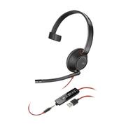Poly Blackwire 5210 - Blackwire 5200 series - micro-casque - sur-oreille - filaire - Suppresseur de bruit actif - jack 3,5mm, USB-A - noir - Certifié