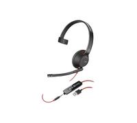 HP Poly Casque Blackwire 5210 sur-oreille mono, USB-A + jack 3,5mm, noir, certifié Skype/Teams