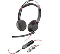 Poly Blackwire 5220 - Caque Filaire (Stéréo, USB-A + Jack 3,5mm, Télécommande) Black