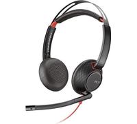 Poly Blackwire 5220 - Casque - serre-tête - bureau/centre d'appels - noir - rouge - binaural - Skype for