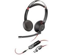 Micro-casque Poly Blackwire 5220 stéréo USB-C + connexion 3,5 mm + adaptateur USB-C/A