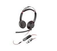 Micro-casque filaire Poly Blackwire 5220 stéréo Noir USB-C + connexion 3,5 mm + adaptateur USB-C et USB-A