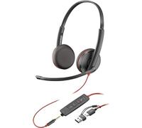 Poly Blackwire 3225 - Blackwire 3200 Series - micro-casque - sur-oreille - filaire - jack 3,5mm, USB-C - noir - Certifié pour Skype for Business,
