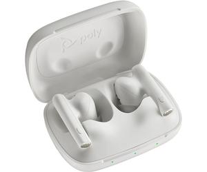 POLY Écouteurs sable blanc Voyager Free 60 UC + adaptateur USB-C BT700 + étui de charge de base