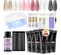 Poly Extension Gel Kit Complet Avec Lampe U V 6 Couleurs Nude Rose Blanc 16Ml Ongle Gel Kit Construction Ongle Avec Base Et[YV1491]
