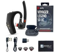 Poly Legend Voyager 50-UC pour casque Bluetooth avec étui de chargement - 4 micros antibruit, PC, iOS, Mac, tablette, avec étui de chargement, câble de charge, dongle USB, USB A-C + chiffon en