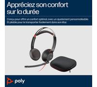 Poly Micro-casque Blackwire 5220 stéréo USB-C + connexion 3,5 mm + adaptateur USB-C/A
