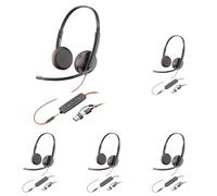 POLY Micro-Casque Filaire Blackwire 3225 - Microphone antibruit - Conception binaurale - Connexion à Un PC/Mac/téléphone Portable Via USB-C, USB-A ou Prise Jack 3,5 mm - Fonctionne avec Teams et Zoom