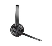 POLY Micro-Casque Serre-tête Savi 8220 Stéréo DECT 1880-1900MHz, Bluetooth 4.2, Portée 180m, Batterie 700mAh, Autonomie 13h, Réduction de Bruit, Noir