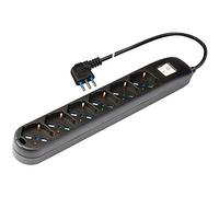 Poly Piscine pp0537.2 x l Elix Barre multiprise avec 6 Prises Pluri, Standard 1,5 m de câble et Interrupteur Noir