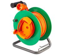 POLY POOL - Enrouleur de câble électrique PP2703 230 V pour le jardin - Rallonge de 25 mètres - Enrouleur de câble avec guide-câble - Fiche Schuko et fiche allemandes
