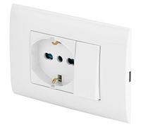 POLY POOL - Plaque Evolution PP6095X avec boîtier de 3 modules avec insert de dérivation électrique et prise multistandard - Kit de montage avec support et vis de montage