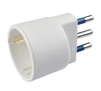 POLY POOL - PP0432S Adaptateur Prise Schuko Grande fiche 250V - Adaptateur Prise Allemande-Italienne 10A/16A avec Terre latérale - Adaptateur avec Prise 16A 2P+T - Adaptateur 100% Made in Italy Blanc