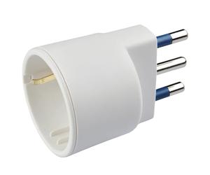 POLY POOL - PP0432S Adaptateur Prise Schuko Grande fiche 250V - Adaptateur Prise Allemande-Italienne 10A/16A avec Terre latérale - Adaptateur avec Prise 16A 2P+T - Adaptateur 100% Made in Italy Blanc