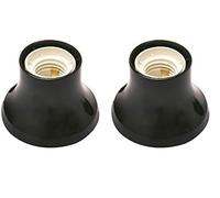POLY POOL - PP0500.2X Douille E27 - Douille Base Droite - Douille E27 avec Bornes à Ressort et Contacts Laiton - Douille en Plastique Made in Italy - Douille Noire (Lot de 2)