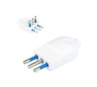 POLY POOL - PP2161X Fiche Aérienne Italienne Grande 16A 2P+T, Gain de Place, Fiche Plate avec Broches orientables, Fiche avec Sortie Câble Axial Gain de Place Blanc, Fiche Aérienne pour Maison