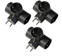 POLY POOL - PP2350.13 Adaptateur Schuko avec 3 prises Schuko standard allemandes et fiche 16 A, adaptateur multiprise, couleur : noir