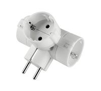 Poly Pool PP2350 Adaptateur avec 3 grandes prises standard allemandes et fiche Schuko 16 A, blanc, PP2350