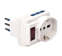 POLY POOL - PP2386 Adaptateur triple prise gain de place avec interrupteur de sécurité - Adaptateur prise multiple zéro espace - 2 prises bivalentes 10A/16A + Prise Schuko P40 - Made in Italy