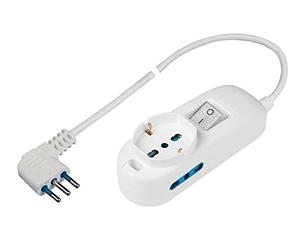 Poly Pool PP2501XL Multiprise avec câble de 3 m - 2 Prises bivalentes 10/16A 2P+T + 1 Prise Pluristandard 10 schuko - Prise Gain de Place 16A-in, 3500 W, Blanc, 3 mètres