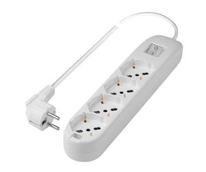 POLY POOL - PP2507XL Multiprise Électrique 250V 4 Prises - Prises Pluristandard P40 - Fiche Gain de Place Single Franco/Allemande Grande 16A 2P+T