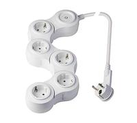 Poly Pool PP2529 Prise multi-prises Schuko avec 5 prises standard allemandes Schuko Grands 16 A, câble 1,5 mètres, fiche 16 A Franco Allemand avec languette pour extraire facilement et interrupteur