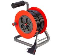 POLY POOL - PP2707 Enrouleur de câble série Mini 10 m Multisize - Petite fiche 10 A - Enrouleur de câble avec 4 grandes prises Pluristandard et interrupteur de sécurité