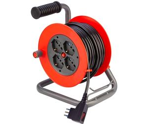 POLY POOL - PP2707 Enrouleur de câble série Mini 10 m Multisize - Petite fiche 10 A - Enrouleur de câble avec 4 grandes prises Pluristandard et interrupteur de sécurité