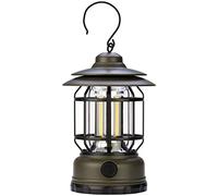 POLY POOL - PP3115 Lampe LED rechargeable pour l'extérieur Design rétro - Lampe de camping d'extérieur polyvalente 300 lm à intensité variable - Lampe d'urgence portable avec crochet de tente - Lampe