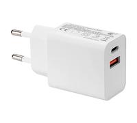 POLY POOL - PP4829 Chargeur téléphone Portable 2 Ports USB A+C - Adaptateur Secteur USB 2A, 2.22A, 3A, 1.5A, 1.67A- Chargeur USB Charge Rapide - Chargeur Smartphone Blanc - Adaptateur USB C 20W A 20W