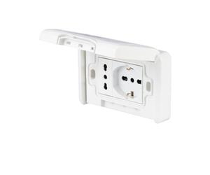 POLY POOL - PP6097X Kit encastré extérieur pré-assemblé avec double prise étanche - Prise murale externe avec prise bivalente et prise Schuko pluristandard- Prise murale avec support et vis de montage