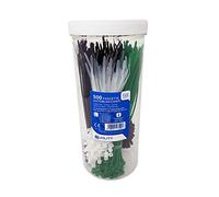Poly Pool PP7500Q Lot de 500 Colliers 3,6 mm à 200 mm avec différents diamètres de Serrage de 3 mm jusqu'à, Blanc, Noir, Vert, 3,6 X 140 MM + 3,6 X 200 MM
