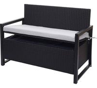 Poly-Rattan Banc 2 places HWC-F39, Banc de jardin coffre, rangement Coussin d'assise ~ anthracite, coussin gris