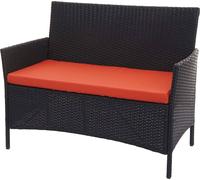 Poly-Rattan Banc de jardin Halden, Banc ~ noir, coussins terracotta