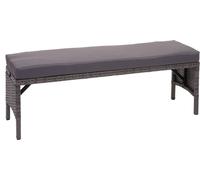 Poly-Rattan Banc HWC-G16, Banc de jardin en rotin, Gastronomie 112cm ~ gris, coussin gris foncé