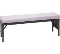 Poly-Rattan Banc HWC-G16, Banc de jardin en rotin, Gastronomie 112cm ~ noir, coussin gris clair