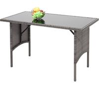 Poly-Rattan Table de salle à manger HWC-G16, Table de jardin, Gastronomie 112x60cm ~ gris