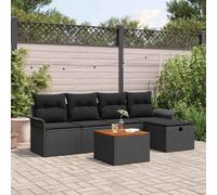 Poly rotin Moderne modulable 6 pièces Noir 251x117x85 cm | Ensemble canapé jardin modulaire avec coussin 6 pieces polyrotin noir terrasse exterieur