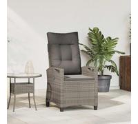 Poly rotin Reclinable avec table escamotable Dos réglable Gris 56x60x112 cm