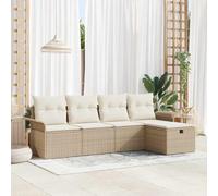 Poly rotin résistant aux intempéries set modulable 251x117x85 cm marron | Ensemble canapé jardin 5 places Beige poly rotin modulable avec coussins et table exterieur