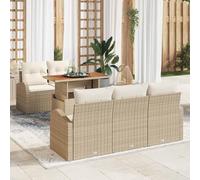 Poly rotin résistant Ensemble modulaire Beige 6 pieces 100 x 55 x 73 cm | Ensemble de canapé de jardin 6 pcs Beige Poly rotin Salon modulaire extérieur avec rangement coussins pour terrasse patio