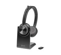 POLY Savi 7320 UC Stéréo DECT, Micro-casque Binaural Sans Fil, USB-C/A, Autonomie 13h, Portée 1880-1900MHz, avec Socle et Étui
