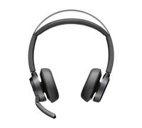 Micro-casque avec et sans fil Poly Voyager Focus 2 UC Bluetooth Noir + câble USB-A vers USB-C + base de chargement Noir G