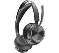 Poly Voyager Focus 2 - Micro-casque - sur-oreille - Bluetooth - sans fil - Suppresseur de bruit actif - USB-C via un adaptateur Bluetooth - noir - Certifié pour Microsoft Teams, certifié Zoom