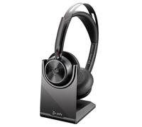 Poly Voyager Focus 2 USB-C Teams + adaptateur USB-C/A + base Casque Bluetooth compatible USB-A / USB-C et 3 niveaux d'ANC hybride pour éliminer les