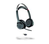 Poly - Voyager Focus UC (Plantronics) - Casque Bluetooth à deux oreilles (stéréo) avec microphone à perche - USB-A Compatible avec PC et Mac - Suppression active du bruit